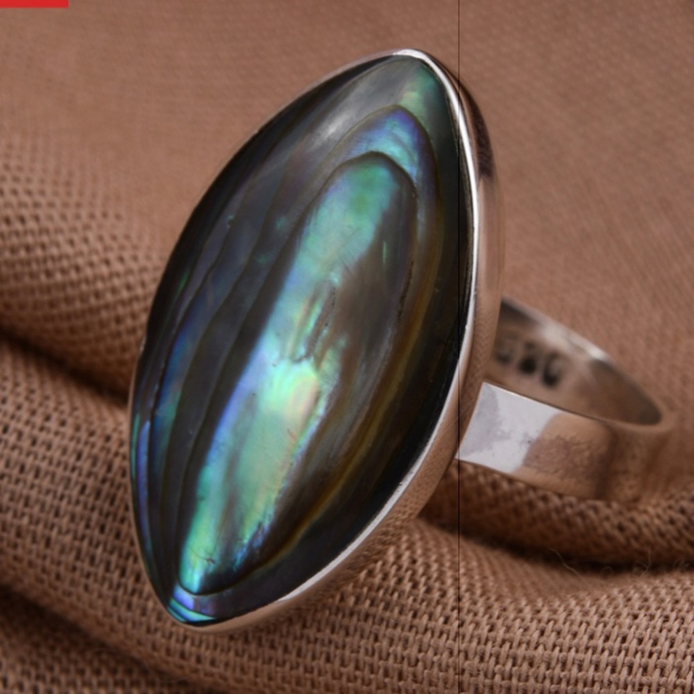 Abalone Shell Solitaire Ring - Picture 2 of 9